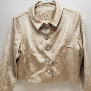 Baxis & Baxis Reptile print jacket with rhinestone buttons
